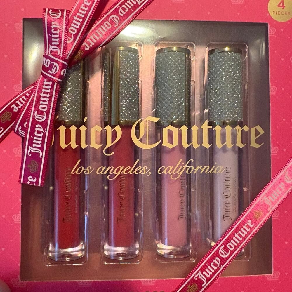 Juicy Couture 4-Piece Luxurious Lip Gloss Set Rhinestone Caps